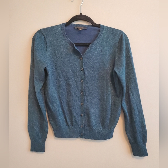 Ann Taylor NWOT Petite Sparkle Ann Cardigan in Midnight‎ Multi Blue Green Size S - Picture 4 of 7